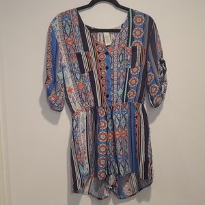 MIMI CHICA Vibrant Colourful multi-pattern romper